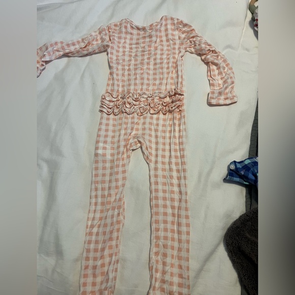 SpearmintLOVE pink gingham ruffled zip romper - Picture 3 of 4